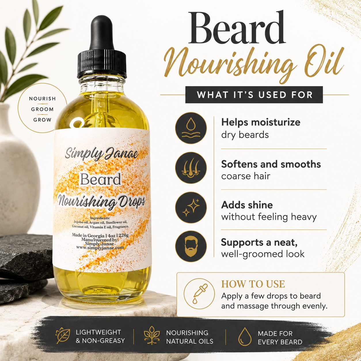 Beard Nourishing Oil- Nourishing Grooming Essential | 4oz
